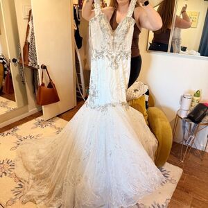 Pantora Bridal Trumpet Mermaid Rhinestone Sequin Wedding Dress Gown